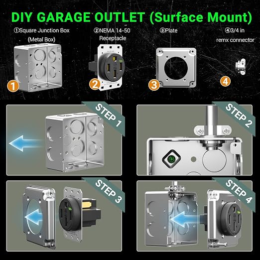 Nema 14-50 EV Outlet 50 Amp EV Charging Receptacle Heavy Duty, 2.42" Diameter - Image 7