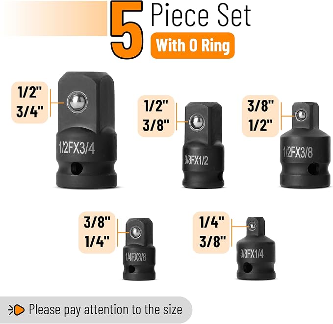 Bates- Impact Socket Adapter and Reducer Set, 3/4" Drive Impact Socket Adapter - Image 2