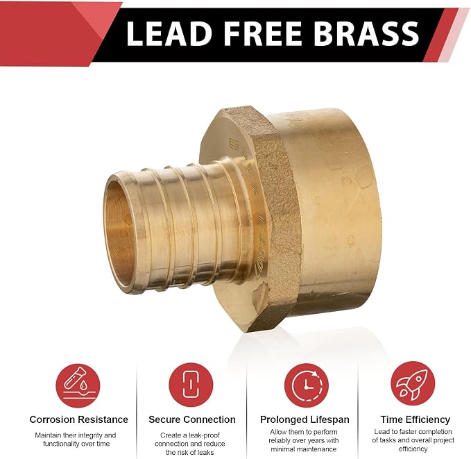 3 PCS EFIELD Pex 1/2 Inch x1/2 Inch Female NPT Adapter | PEX Barb Crimp Brass - Image 3