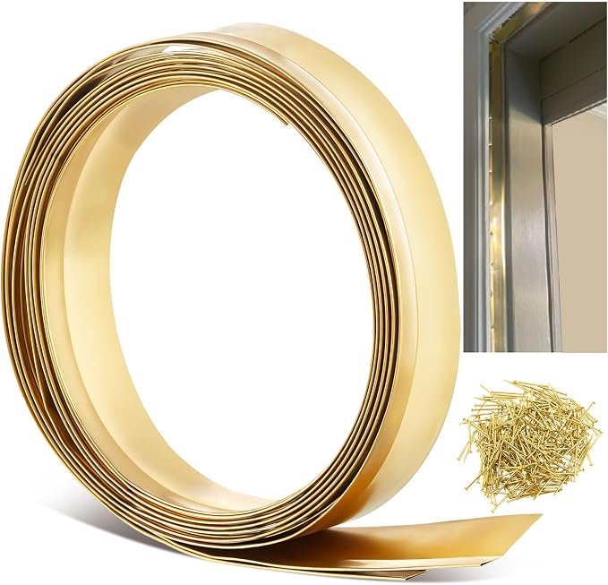Zonon 1-1/8" W x 8.86' L Spring Bronze Weather Stripping Metal Brass Weather by Zonon