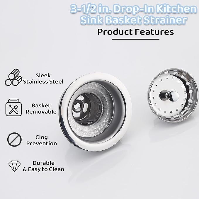 Kitchen Sink Basket for Moen 22036 Collection, 3-1/2 Inch Sink Drain Stopper - Image 3