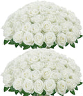 InnoGear White Roses Artificial Flowers 100 Pcs Fake Velvet Silk Floral | Bulk by InnoGear