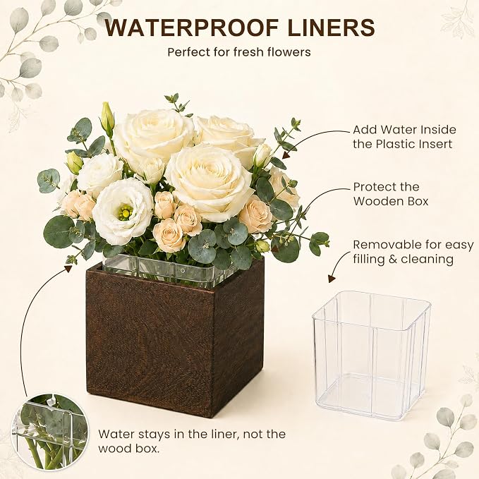 CONNOO Square Wooden Box Centerpiece Set, 12 Pack - Image 4
