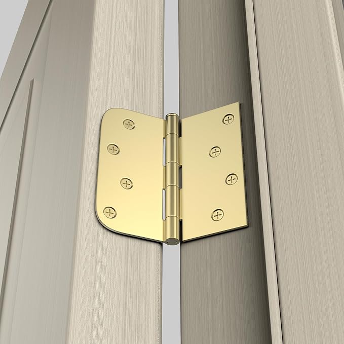 goldenwarm Pack of 3 4in Door Hinges Brushed Brass Gold Door Hinges Butt Hinges - Image 8