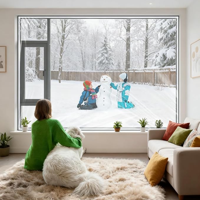 Window Insulation Kit 63 in x 10 ft Cuttable Transparent Film 180μm Thick - Image 8