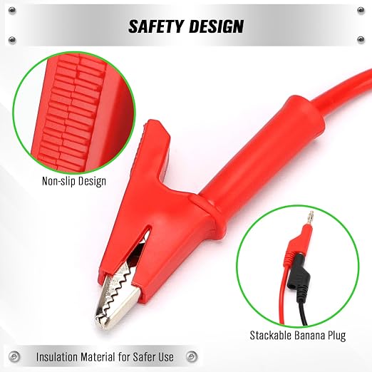 SWANLAKE 2-Piece Banana Plug to Alligator Clip Test Leads, 1000V 15A 3.5ft/1M - Image 5