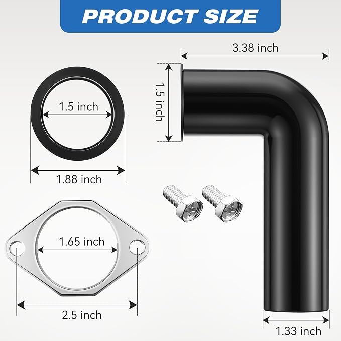 2 Pack 1.5" Garbage Disposal Drain Elbow Kit, Gasket and Screws - Image 2