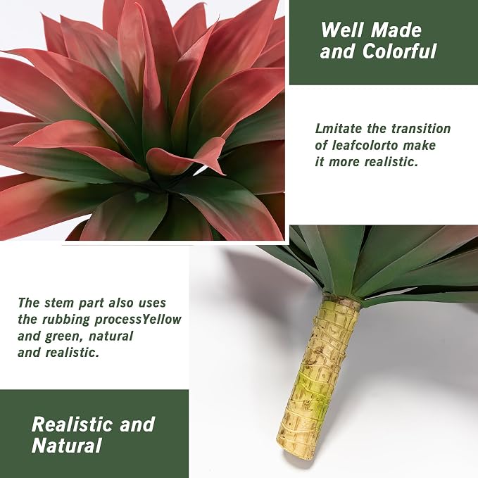 Ttranewsoo Artificial Agave Plants, Large UV Resistant Fake Agave Planters - Image 9