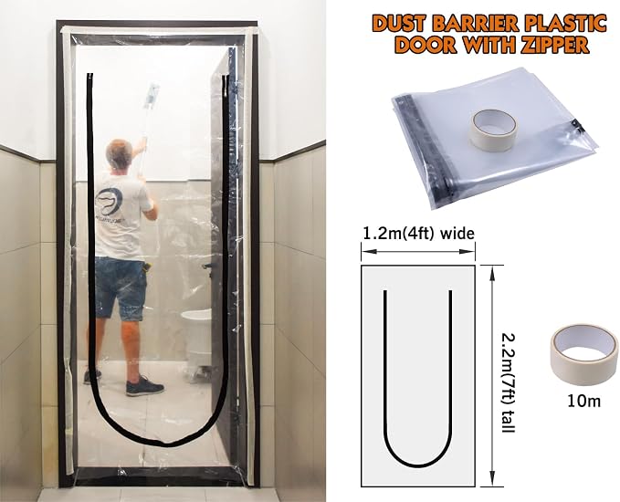 ROLLINGDOG Zippered Dust Barrier Door Heavy Duty Plastic Partition Sheet - Image 3