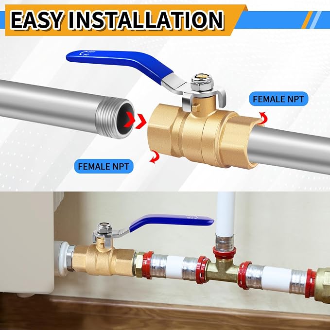 1 inch Forged Brass Ball Valve, 600 WOG Long Handle Metal Plumbing Full Bore - Image 6