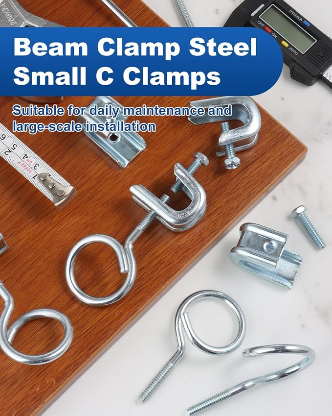 100Pack 1/4" x 20 Beam Clamps Steel Small C Clamp - Image 5