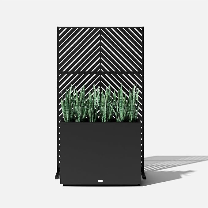 Veradek Block Series Span Planter + Arrow Privacy Screen Set, Balcony or Garden - Image 8