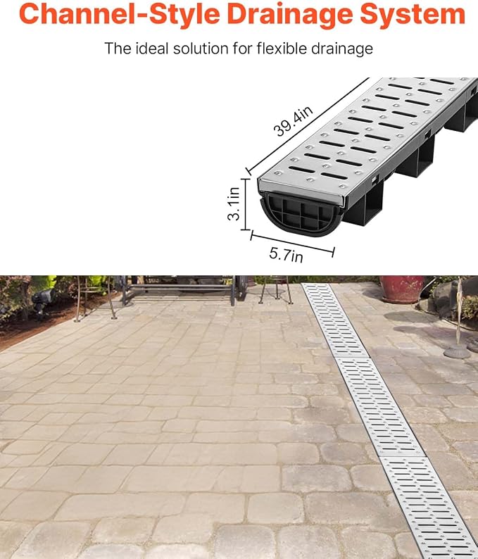 VEVOR Trench Drain System 5 Pack, Channel Drain - Image 2