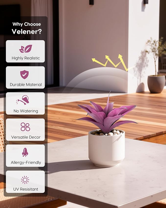 Velener 14 Inch Artificial Agave Plants, UV Resistant Fake Outdoor Plants - Image 4
