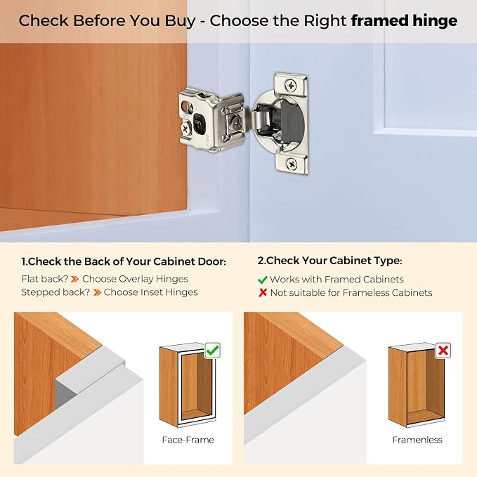 Soft Close Hinges for Kitchen Cabinet Hinges, 1-1/4 Inch Overlay, 10 Pack | 5 - Image 7