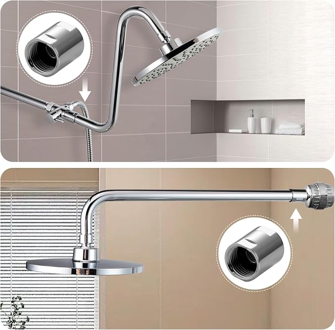 OFFO Shower Pipe Fitting, Brass Converter Adapter, G1/2 x G1/2 in Female Thread - Image 3