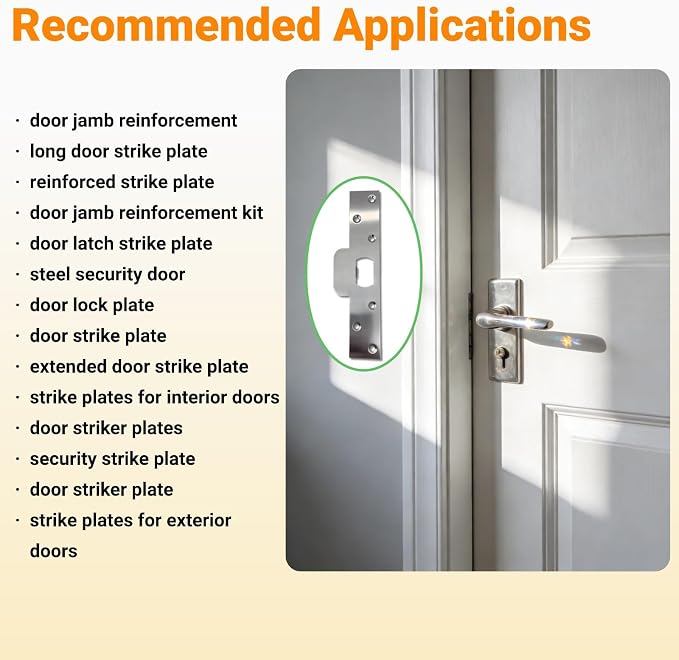 7-Inch Extended Door Strike Plate, Heavy Duty Stainless Steel, - Image 7