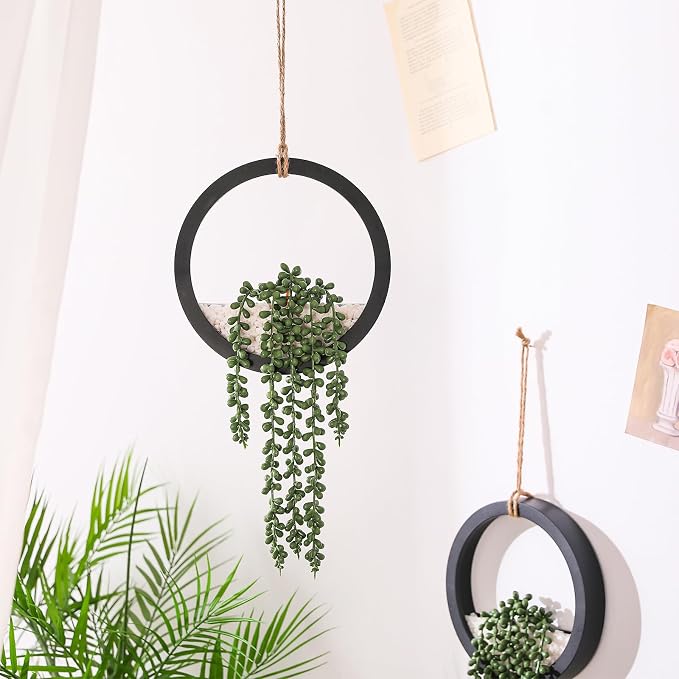 Boho Wall Decor, Indoor Hanging Planter Greenery Decor, Faux Succulent Wall - Image 8