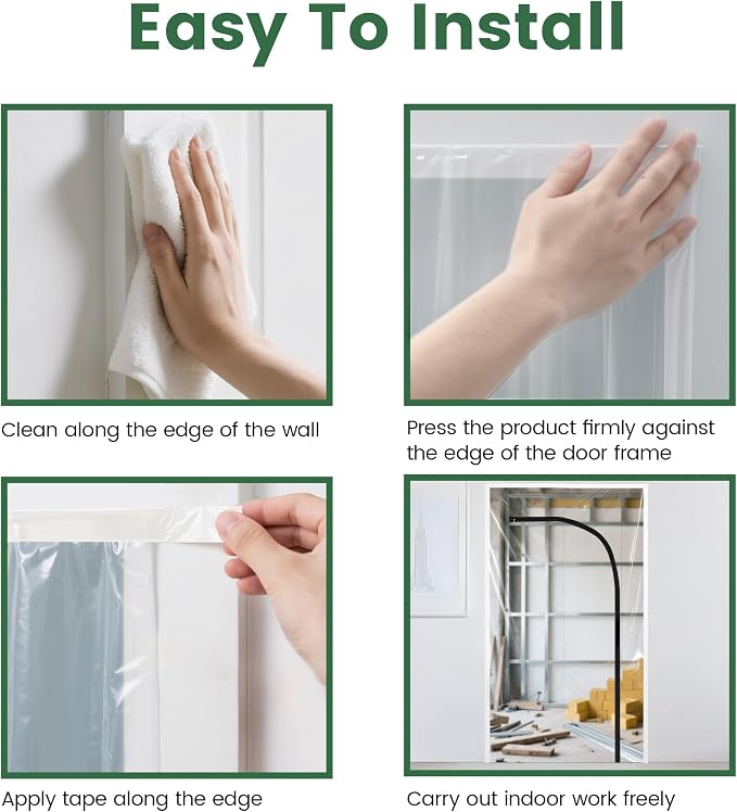 Voomey 4 x 7.2 ft Plastic Zipper Door Dust Protection Kit - Image 3