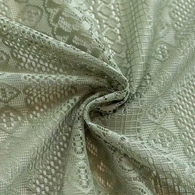 Sutuo Home Sage Green Boho Lace Sheer Curtains 84 Inches Long - Image 9