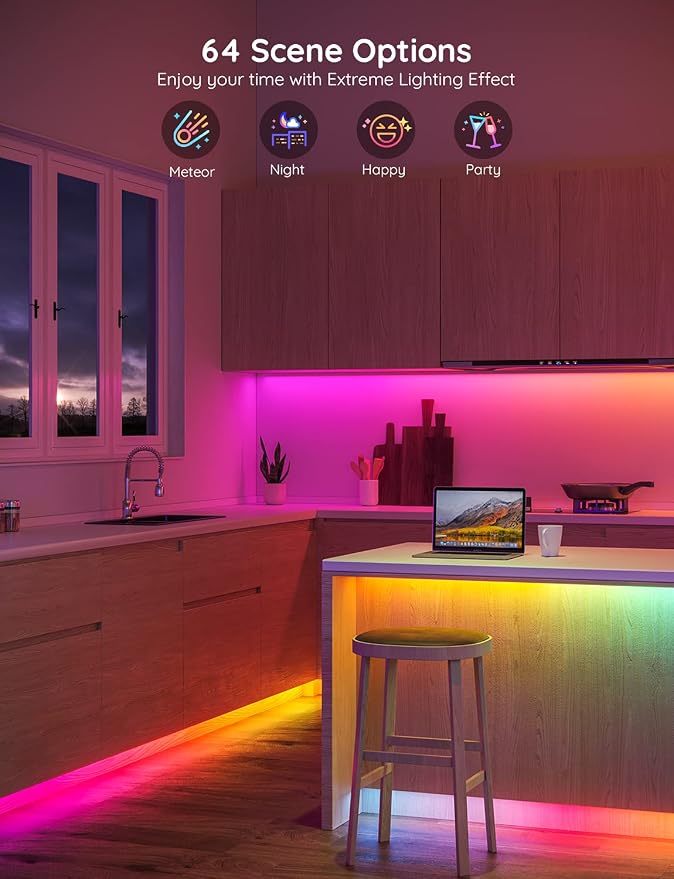 Govee 65.6ft RGBIC LED Strip Lights, Smart App Control Light - Image 3