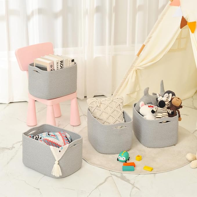 ICERZCZ Storage Baskets for Organizing & Shelves, Woven Cotton Rope - Image 8