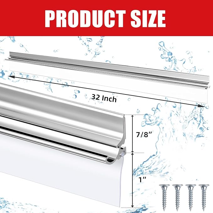 32" Chrome Framed Shower Door Replacement Drip Rail - Image 2