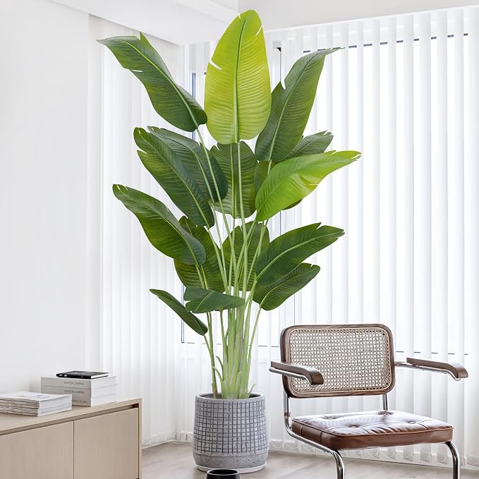 Lifelike Bird of Paradise Artificial Plant, 6.6ft Faux Banana Leaf Tree by Keeplush