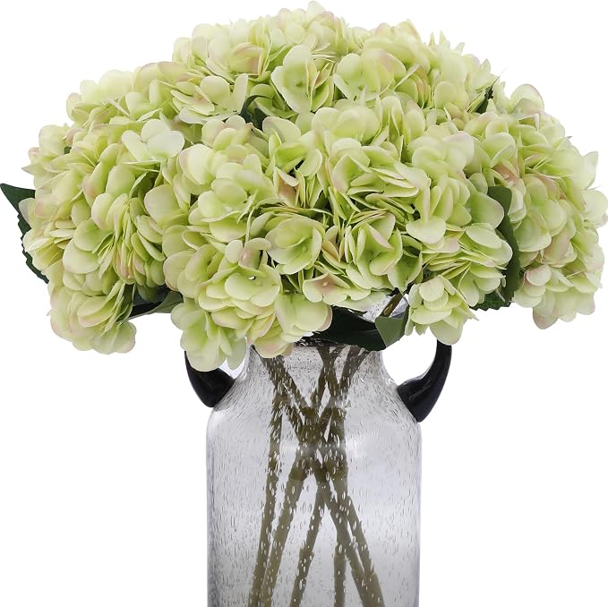 Kimura's Cabin 6pcs Hydrangea Artificial Flowers Fake Hydrangeas, Lime Green | by WeddingPartyArrangementBouquetsDecorationArtificialFlowers