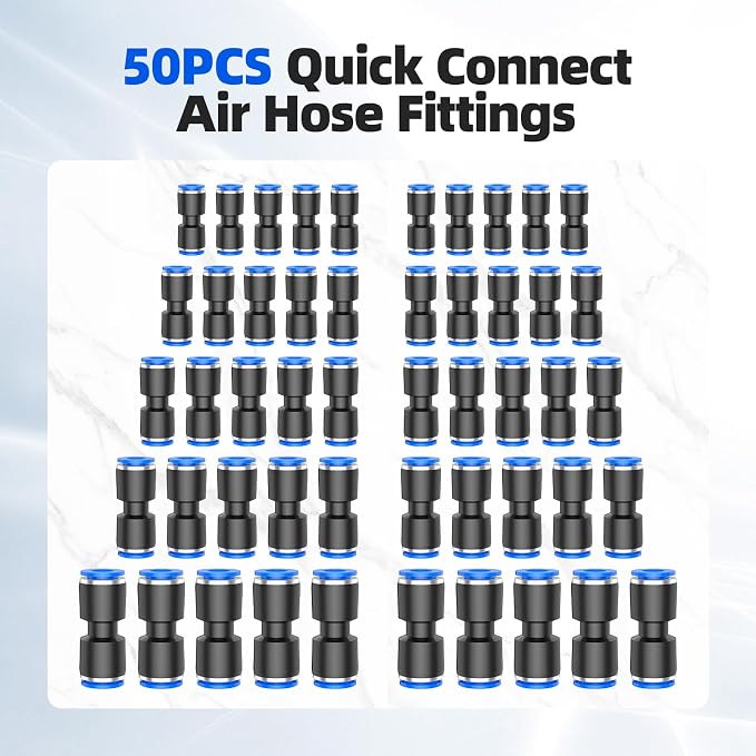 50PCS Quick Connect Air Hose Fittings 5/32 1/4 5/16 3/8 1/2 inch Straight Push - Image 6