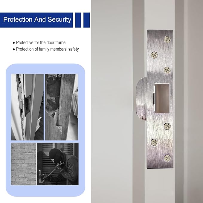 U 9476 Security Latch Strike, Extra Long Door Strike Plate 7", Reinforced - Image 4