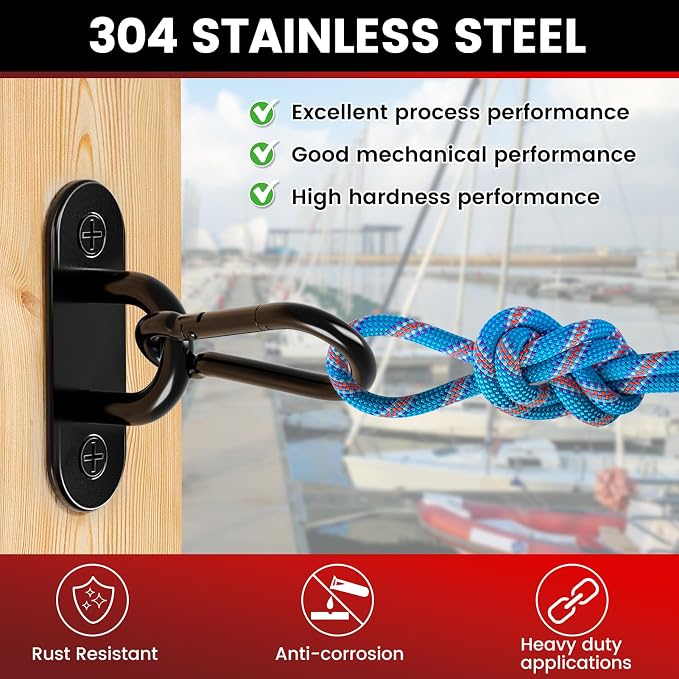 304 Stainless Steel Pad Eye Snap Hook, M8 Ceiling Hook 1200Lb, Yoga Gym - Image 6
