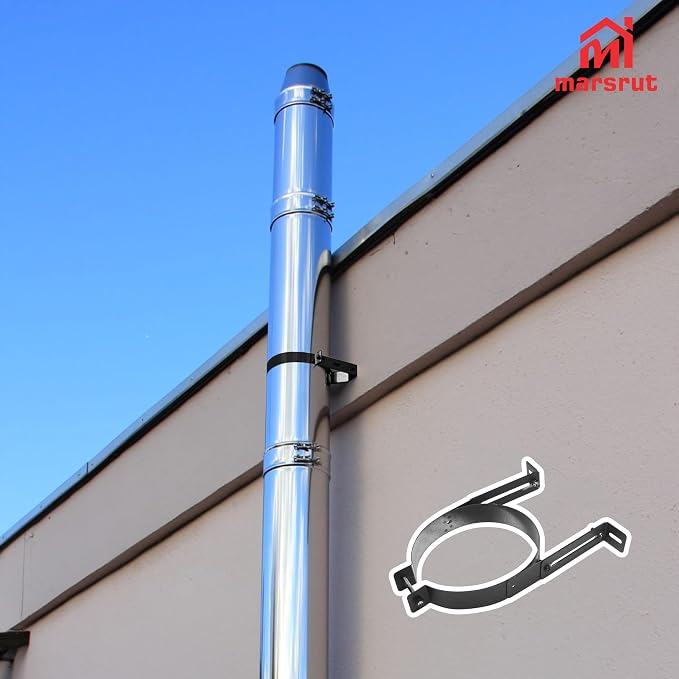 2Pcs 6 Inch Chimney Pipe Support Bracket, Adjustable Stainless Steel Vent Wall - Image 5