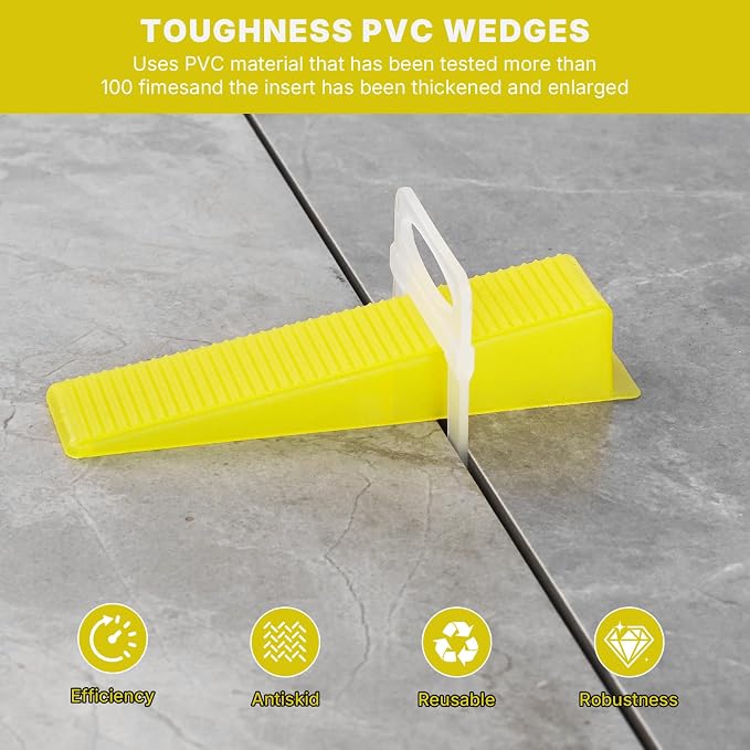 600Pcs Tile Wedges for 1/8", 1/32" Tile Spacers | Tile Leveling System Reusable - Image 3