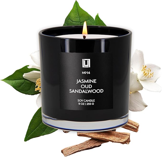 Lulu Candles Jasmine, Oud & Sandalwood Scented Soy Blend Jar Candle, 9 Oz. by LULUCANDLES