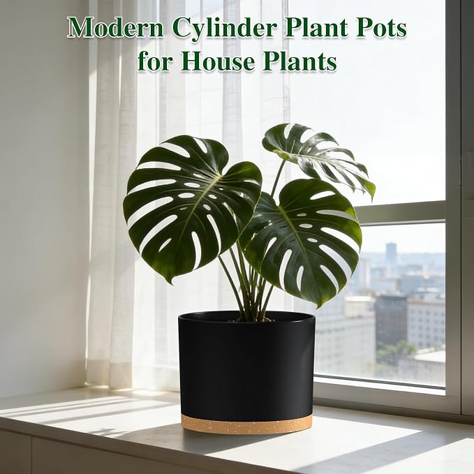 Plant Pots, 10/9/8 Inch 3 Pack Cylindrical Flower Pots - Image 5