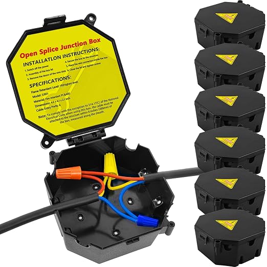 MIARALA Black Open Splice Junction Box | Splice Box Wire Electrical Junction Box by MIARALA