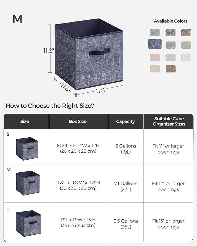 SONGMICS Storage Cubes, 11.8-Inch Foldable Closet Organizers | Non-Woven Fabric - Image 4