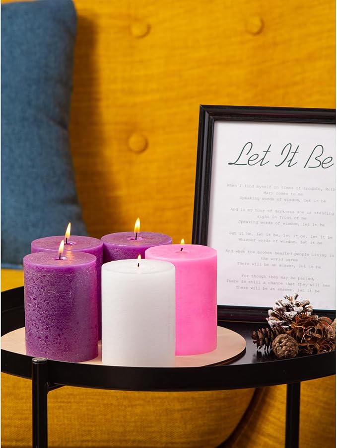 3x4 Inch Advent Pillar Candles Set of 5 - Image 8
