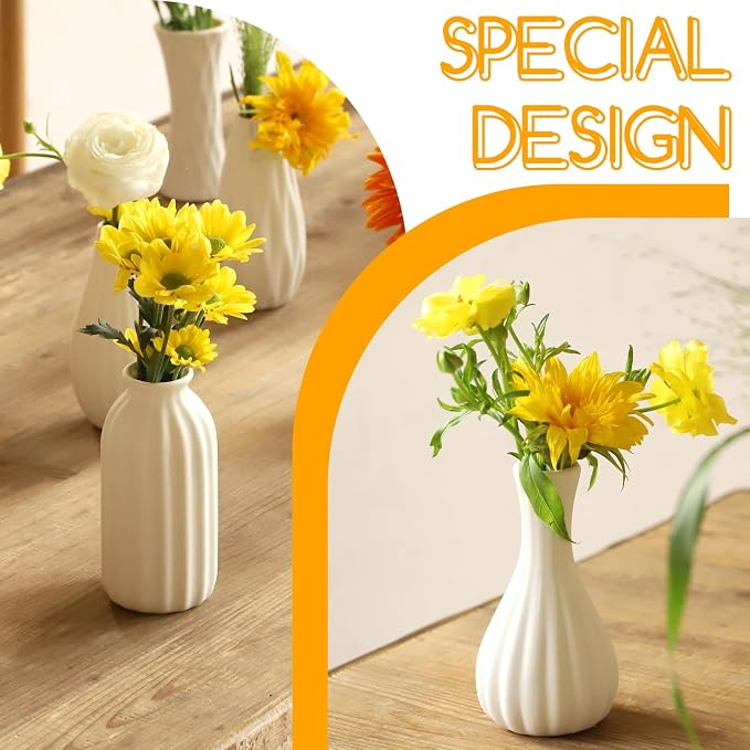 16packs Small White Ceramic Vases - Image 4