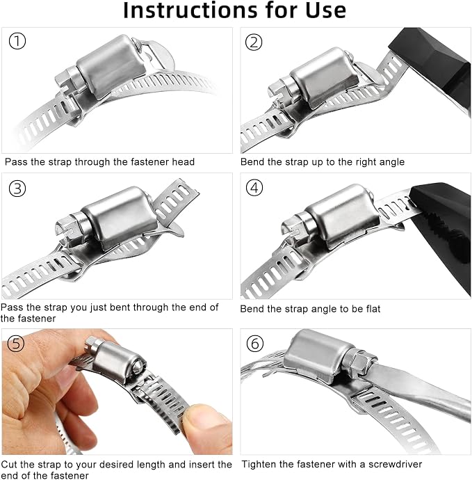 Hose Clamps, DIY 12.5 FT Metal Strap + 8 Fasteners, Hose Clamps Stainless Steel - Image 6