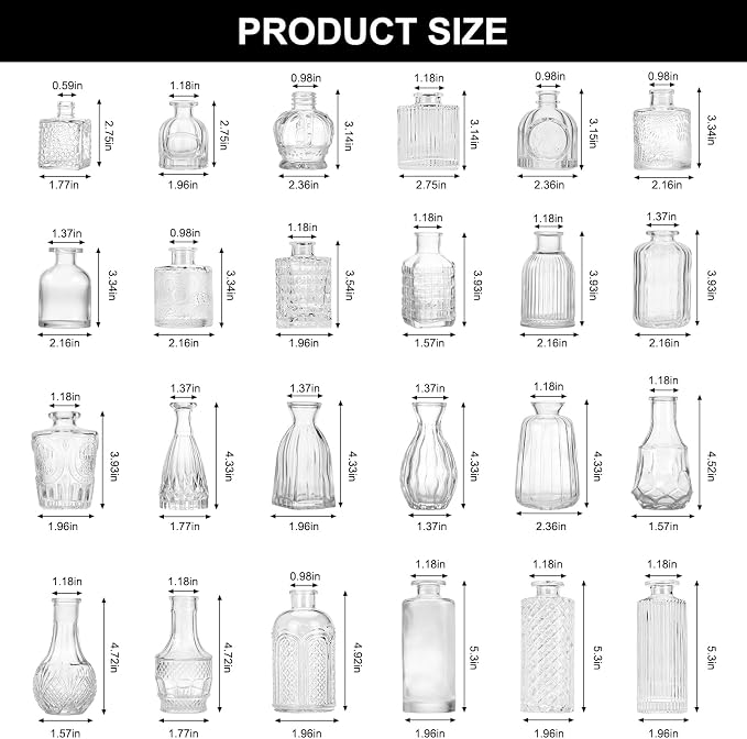 CUCUMI 24pcs Bud Vases for Centerpieces, Wedding Rustic Home Table Decor - Image 3