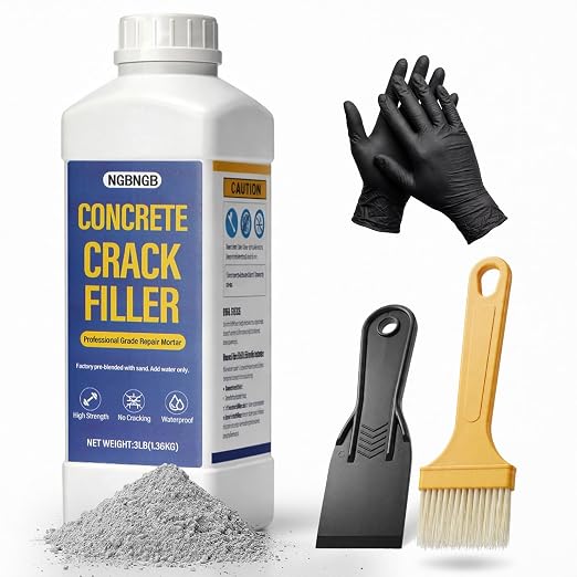 Concrete Crack Filler Heavy-Duty Dry Granular Mortar Repair Kit, 3 lb Gray | by Unknown