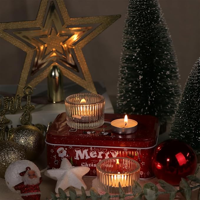 24 Pack Tea Light Candle Holders, Glass Clear Tealight Candle Holder | Votive - Image 7