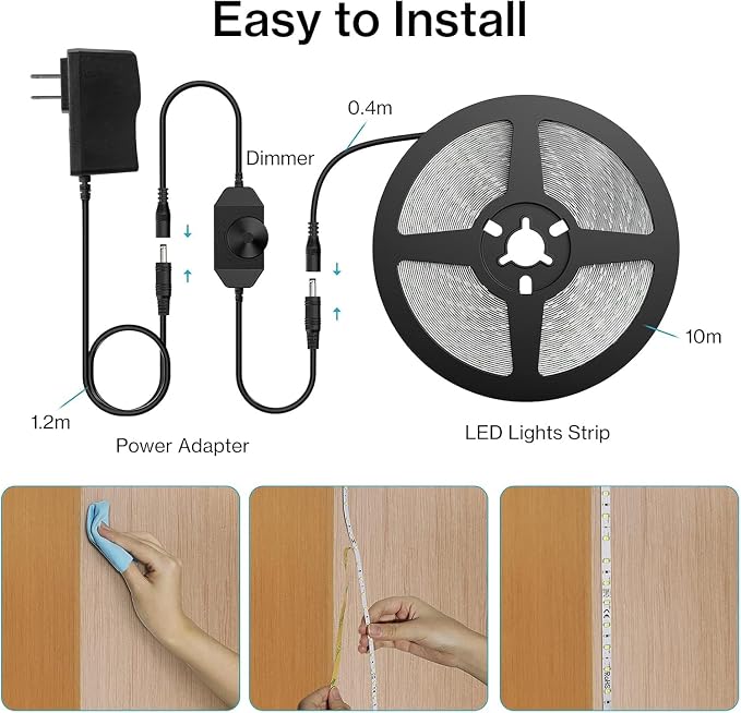 Olafus 32.8ft LED Strip Lights Warm White, Dimmable Soft White Light Strip 3000K - Image 7