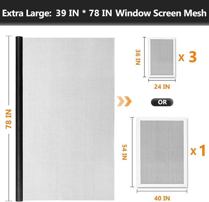 Secopad Window Screen and Screen Door Mesh Repair Kit, 39in x 78in | - Image 2