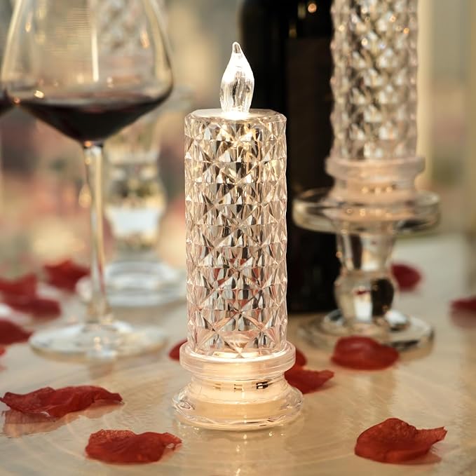 SupBri 4PCS Rose Halo LED Flameless Candles, Valentines Anniversary Wedding - Image 2