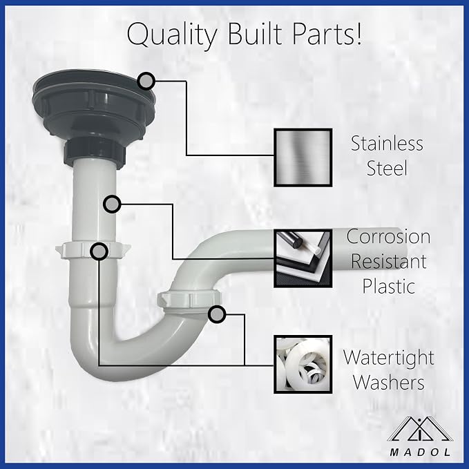 Complete P-Trap Drain Kit for 1-1/2 inch Sinks, - Image 5
