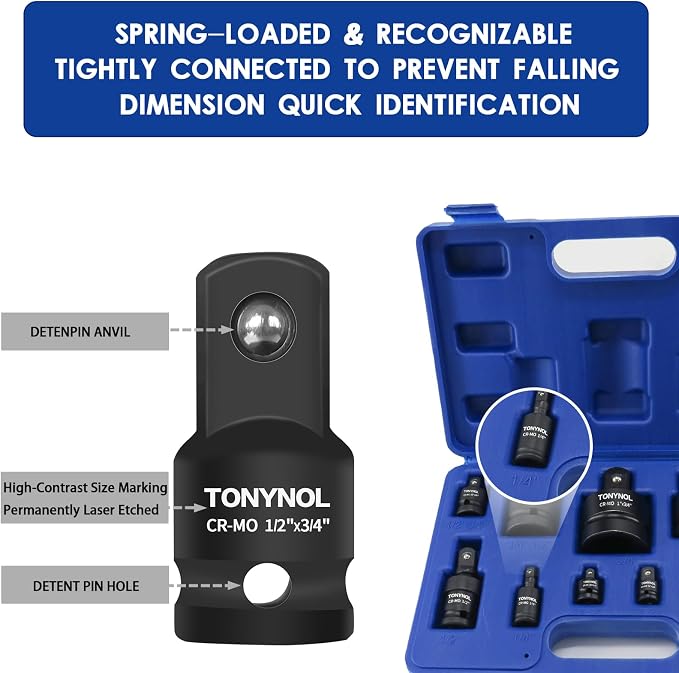 TONYNOL 11pcs Impact Adapter and Reducer Set and Universal Joint Swivel Socket - Image 5