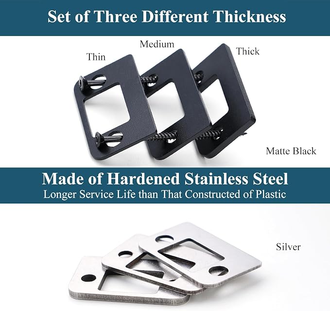Door Strike Shim Plates, Standard Size Spacer, Stainless Steel | Set of 3 - Image 2